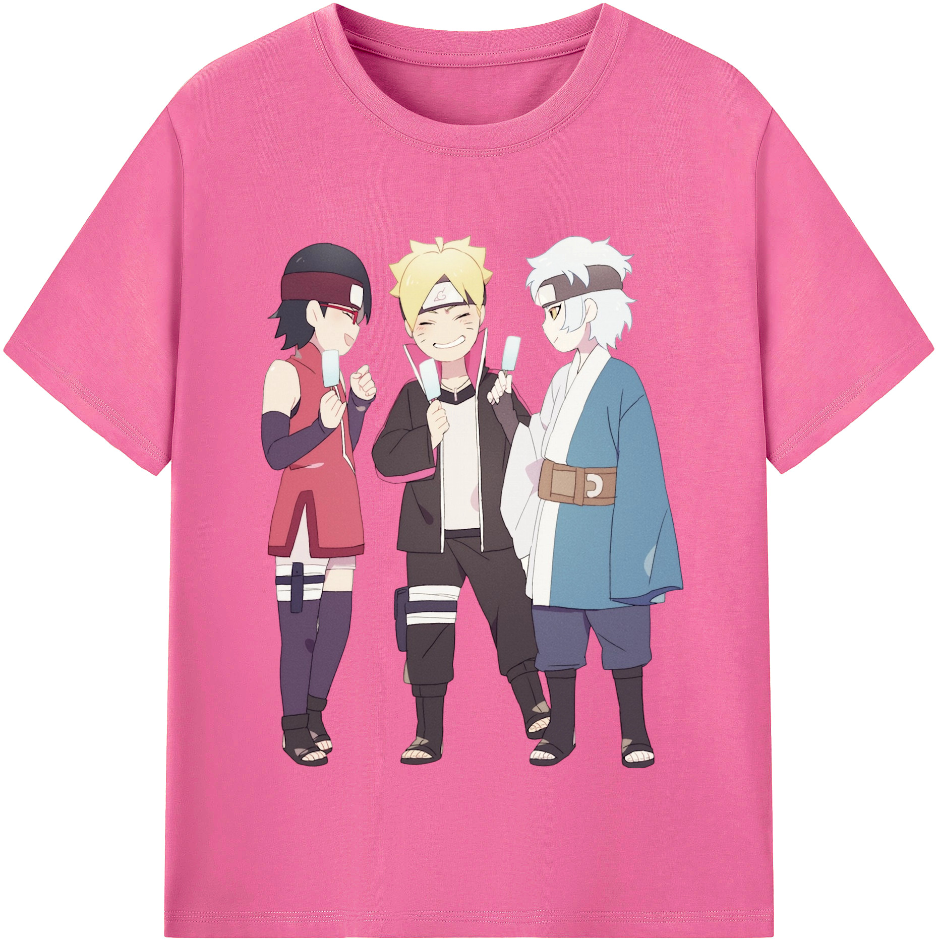 （画像用） NARUTO -ナルト- うちは サラダ Uchiha Sarada レディースカジュアルプリントTシャツ（綿100％）